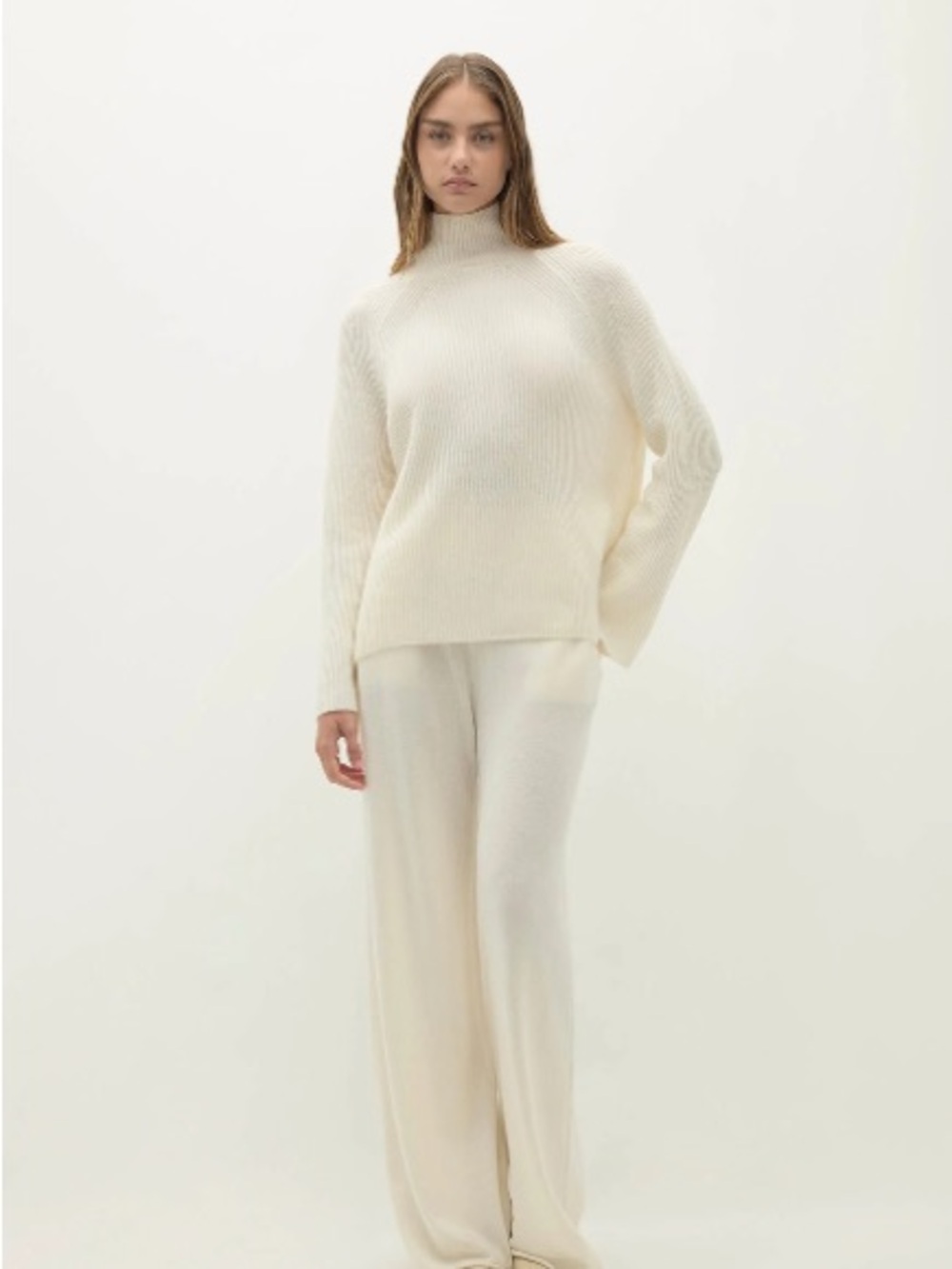 NakedCashmere Ivory Turtleneck Ribbed Sweater Size XS